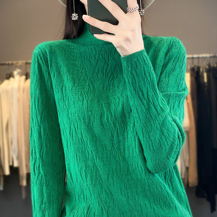 Damen Strukturierter Feinstrick-Pullover mit kurzem Stehkragen und Crinkle-Optik Drune
