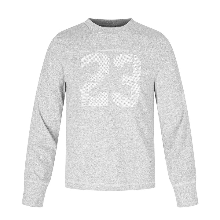 Unisex Langarm-Sweatshirt mit Rundhalsausschnitt, melierter Baumwollmischung und dezenter Zahlendruck Drune
