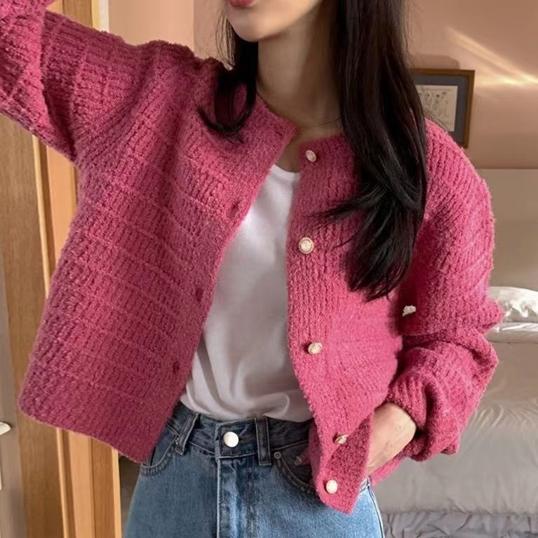 Damen Rippstrickjacke mit Knopfdetails Drune