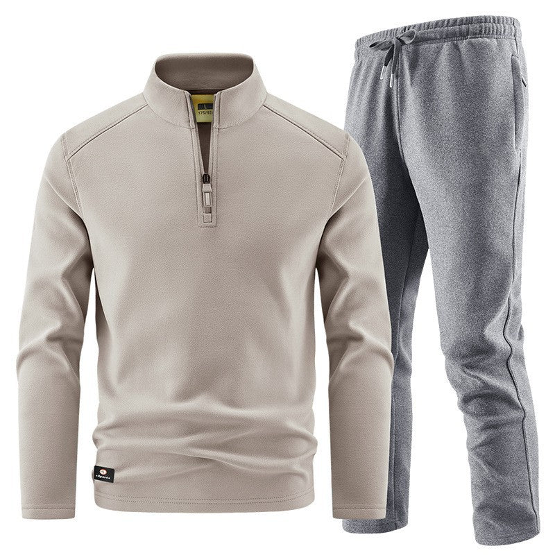 Herren Fleece-Trainingsset mit Stehkragen und Elastikbund Drune