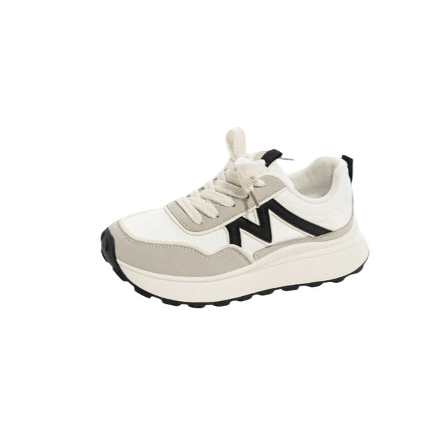Damen Plateau-Sneaker mit kontrastierendem V-Design, dicker Profilsohle und gepolstertem Komfortkragen Drune