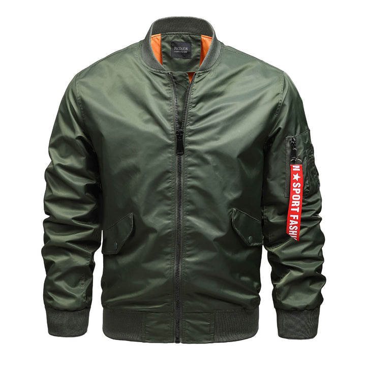 Herren Bomberjacke im MA-1 Stil mit Ärmel-Utilitytasche und kontrastierendem Futter Drune