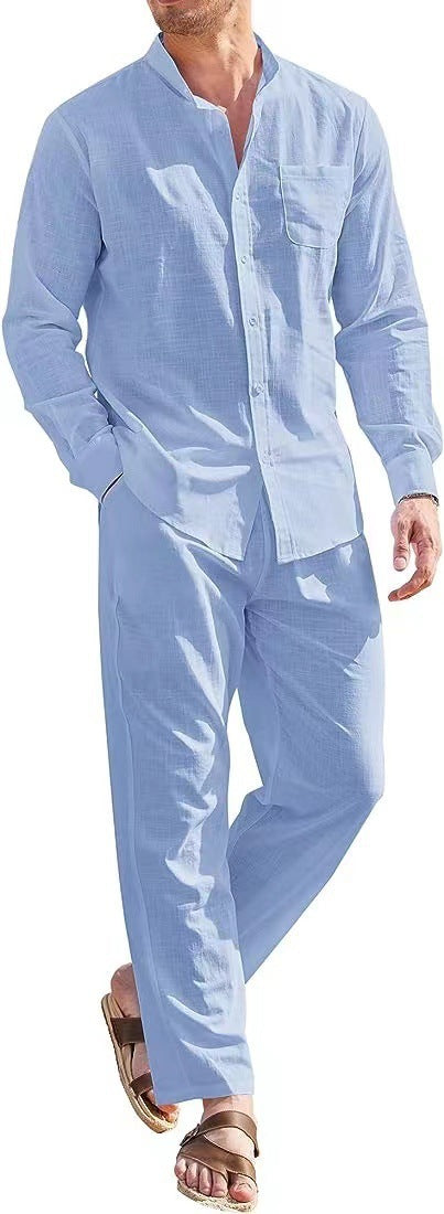 Herren elegantes Langarmhemd mit bequemer Hose Drune