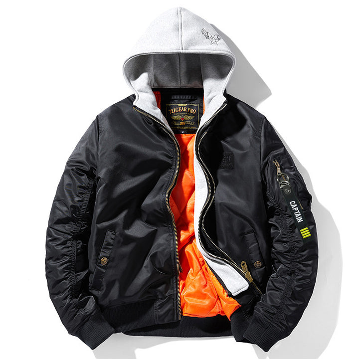 Herren Piloten-Bomberjacke mit integrierter Kapuze und wärmender Thermofütterung Drune