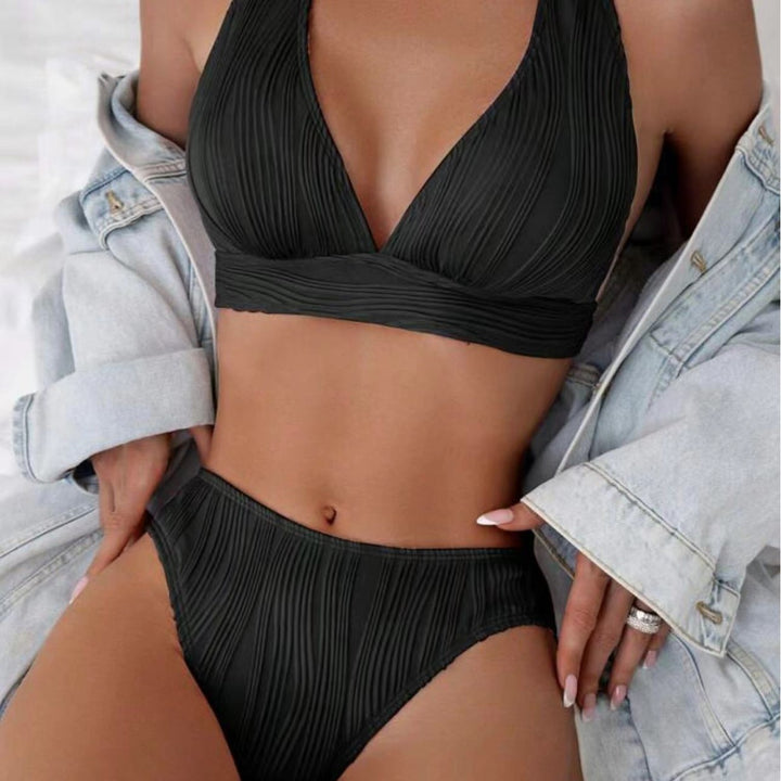 Damen Bikini-Set mit modernem Wickeldesign und geschmackvollen Rippendetails Drune
