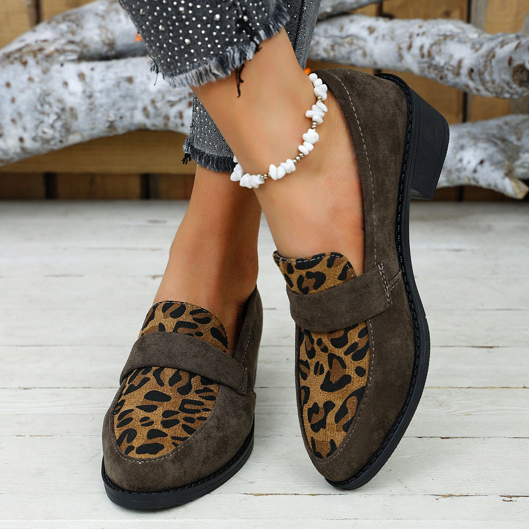 Damen Loafer mit modischem Leopardenmuster und bequemem Fußbett Drune