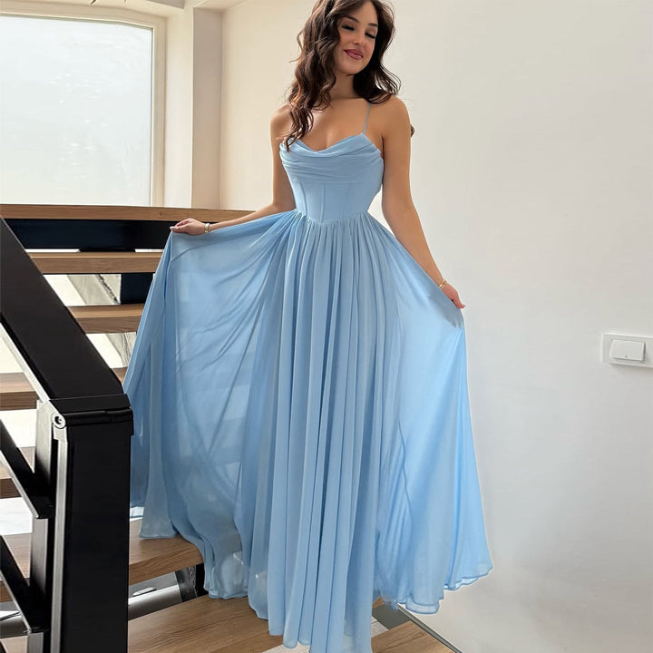 Damen Maxikleid mit zarten Raffungen und eleganter A-Linien-Form Drune