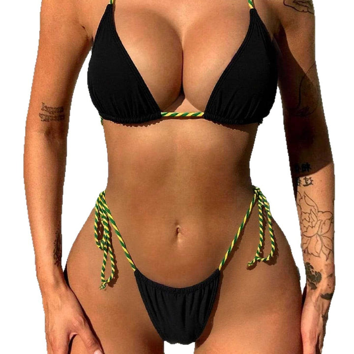 Damen Minimalistischer Triangel-Bikini mit verstellbaren Bindebändern Drune