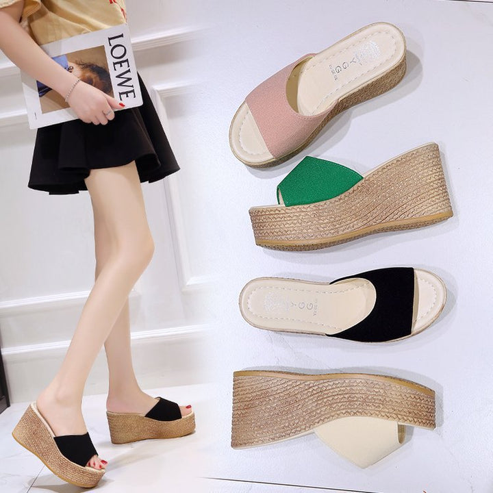 Damen Wedge-Pantoletten mit weichem Obermaterial und bequemer Sohle Heidi-Mode