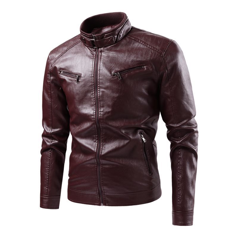 Herren modische Kunstlederjacke mit Steppdetails Drune