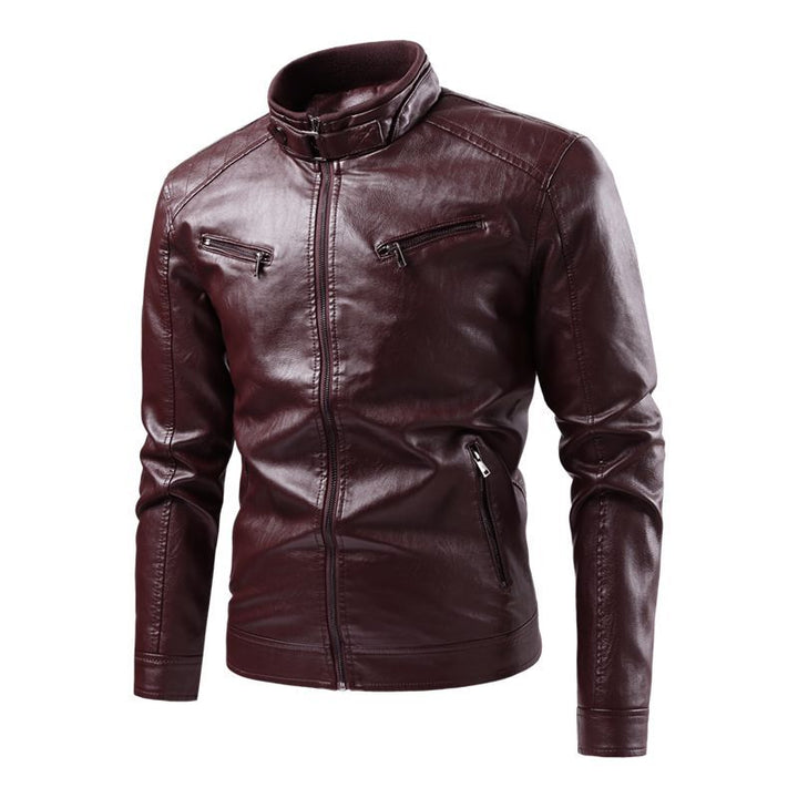 Herren modische Kunstlederjacke mit Steppdetails Drune