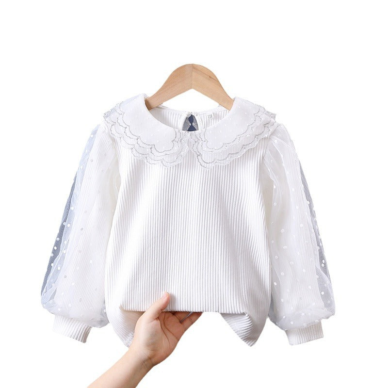 Damen gemütliches Sweatshirt mit transparenten Puffärmeln Drune