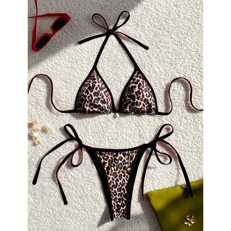 Damen Triangel-Bikini mit trendigem Animal-Print und verstellbaren Trägern Drune