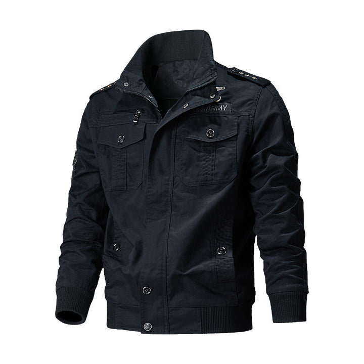 Herren Urbaner Canvas‑Pilotjacke im Military‑Look mit Brusttaschen, Epauletten und Rippbündchen Drune