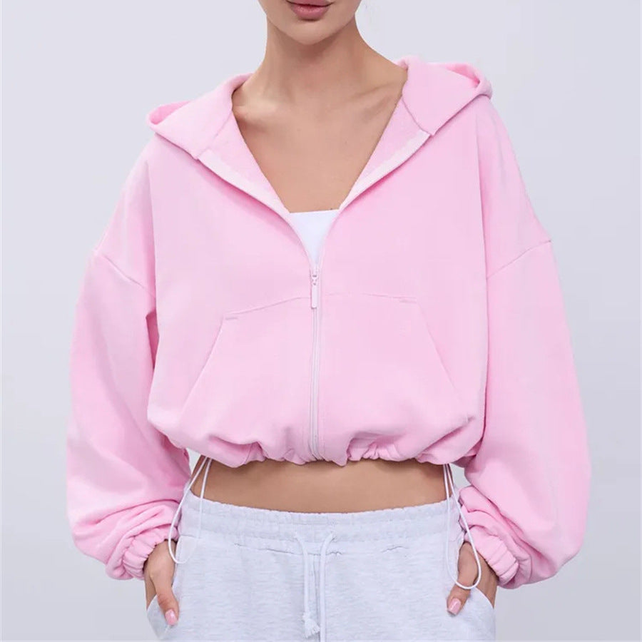 Damen Modischer cropped Zip-Hoodie Drune