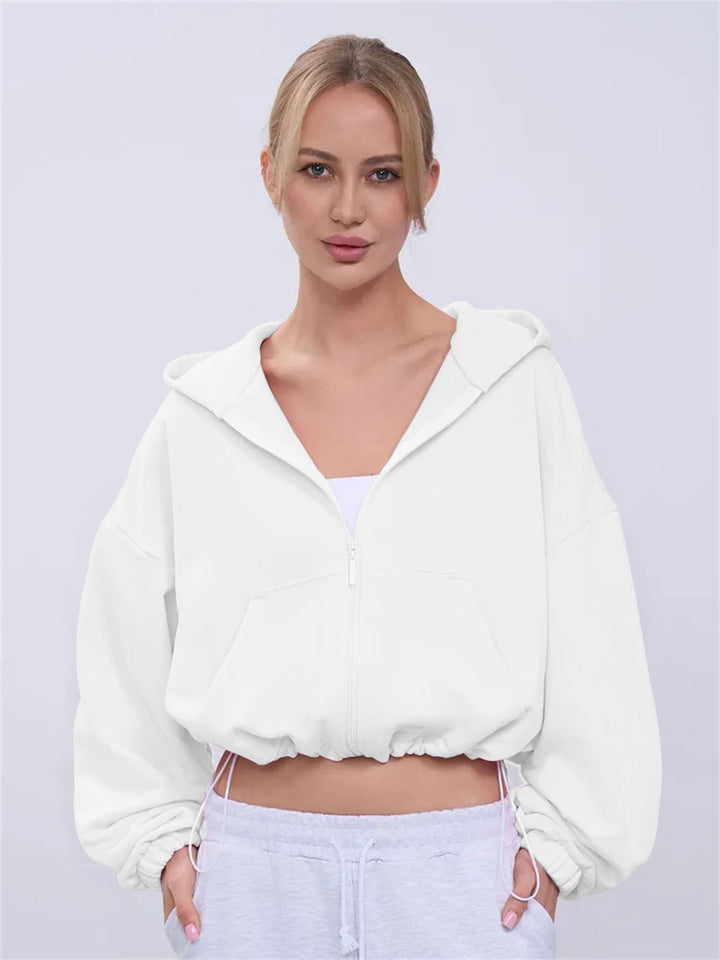 Damen Modischer cropped Zip-Hoodie Drune