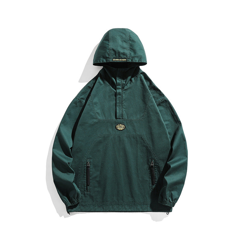 Herren Kapuzen-Anorak Pulloverjacke im Oversize-Utility-Stil Drune