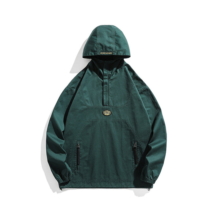 Herren Kapuzen-Anorak Pulloverjacke im Oversize-Utility-Stil Drune