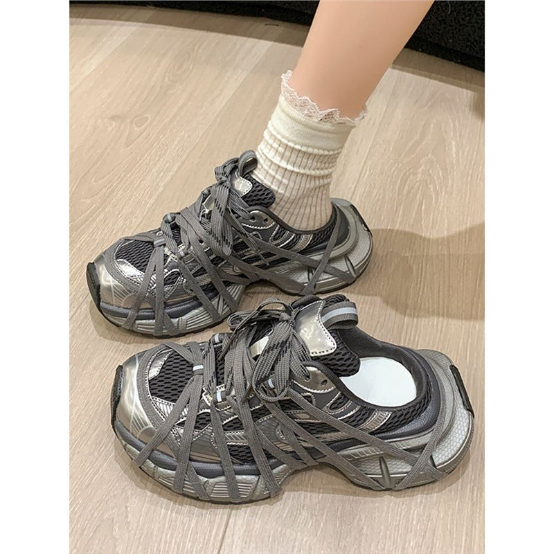 Damen Chunky-Sneaker mit mehrfachen Zier‑Riemen, atmungsaktivem Mesh und ergonomischer Plateau-Sohle Drune