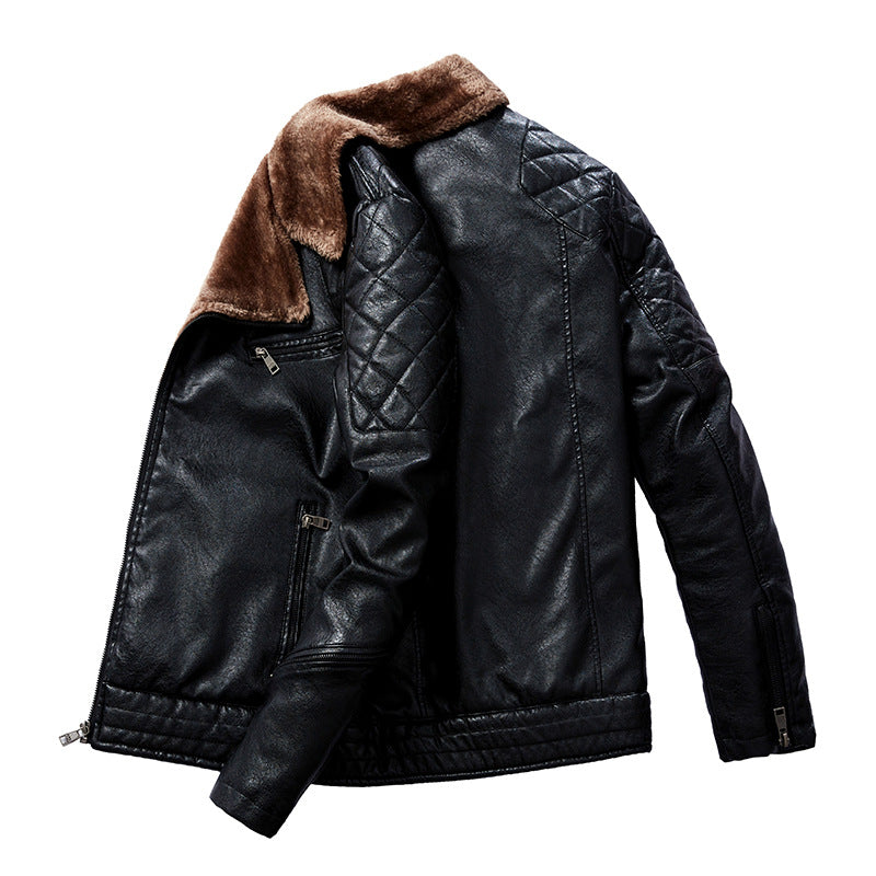Herren Robuste Lederjacke mit Teddyfutter Drune