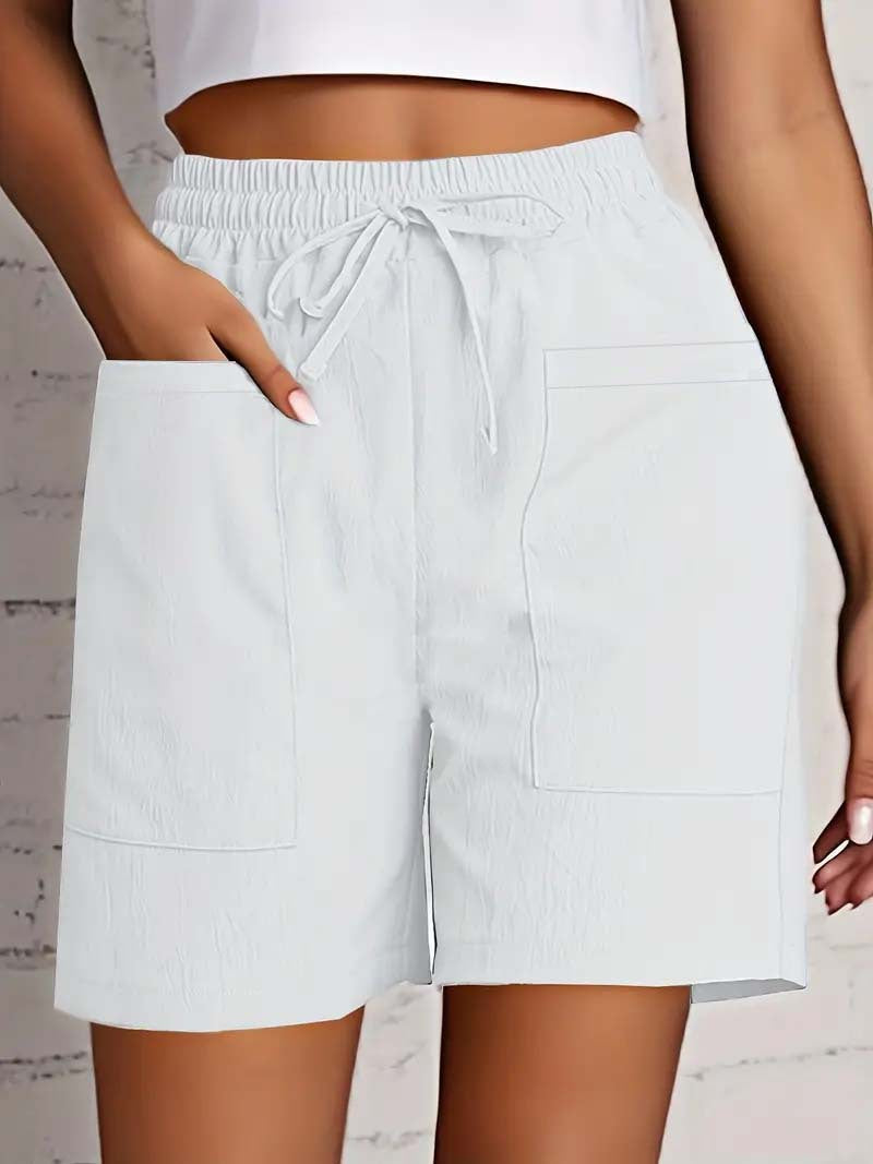 Damen entspannte Shorts mit breitem Gummibund und praktischen Taschen Drune