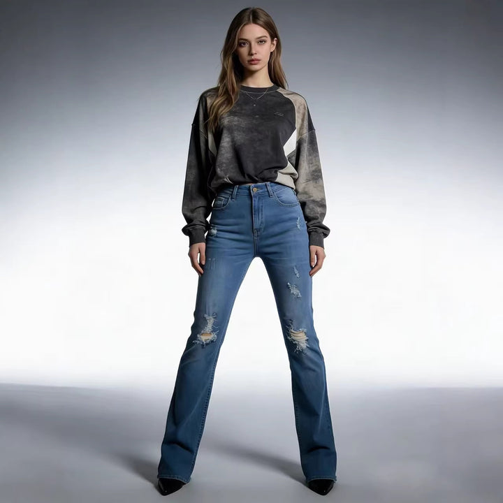 Damen lässige Skinny-Jeans im modernen Destroyed-Look Drune