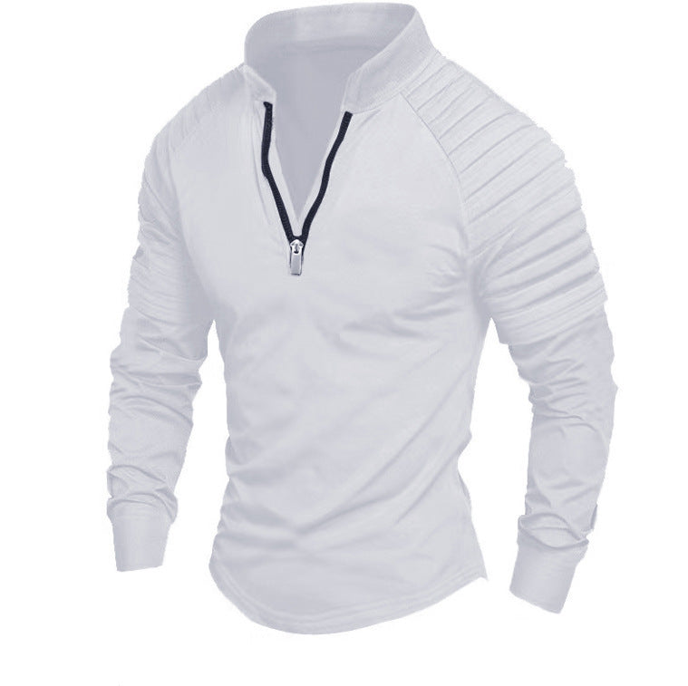 Herren Slim-Fit Troyer mit gesteppter Schulterpasse und halbem Reißverschluss Drune