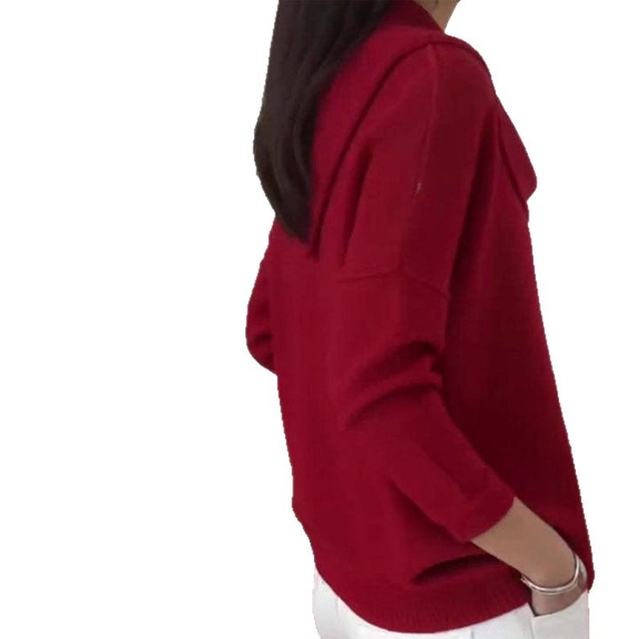Damen nan schimmernder Strickpullover mit Wasserfallkragen, feiner Glitzerstruktur und schmalem Saum Drune
