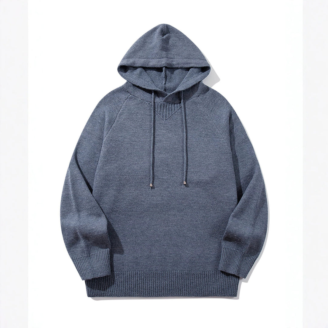Unisex Strick-Kapuzenpullover mit Raglanärmeln und breitem Rippenbund Drune