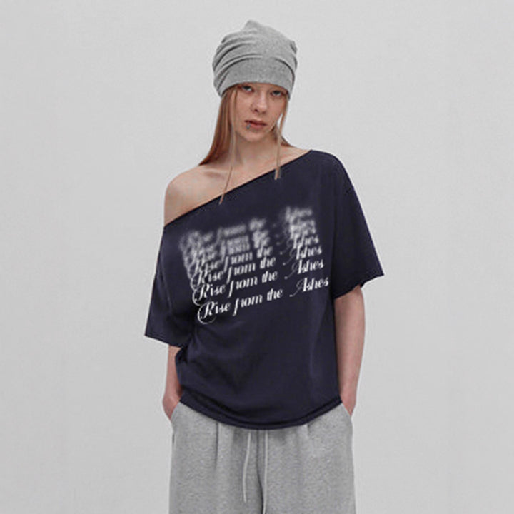 Damen Oversized T-Shirt mit Kristallverzierung und V-Ausschnitt Drune