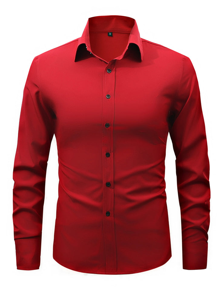 Men's  slim fit long sleeve stretch cotton dress shirt with spread collar Drune