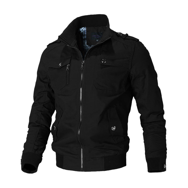 Herren nan taillierte Utility-Bomberjacke mit Schulterklappen, verdecktem Reißverschluss und gesteppter Innenfütterung Drune