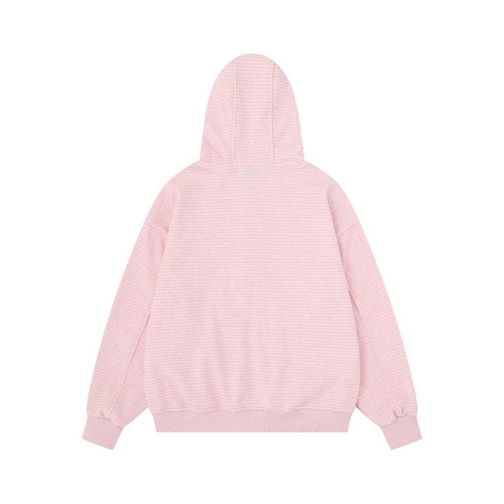 Unisex Gestreifte Kapuzen-Sweatjacke mit Reißverschluss und Kängurutaschen Drune