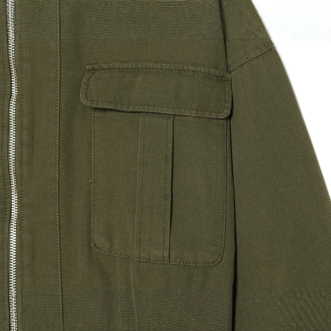 Damen kurze Utility-Jacke mit Reißverschluss, aufgesetzten Brusttaschen und Taillenzug Drune