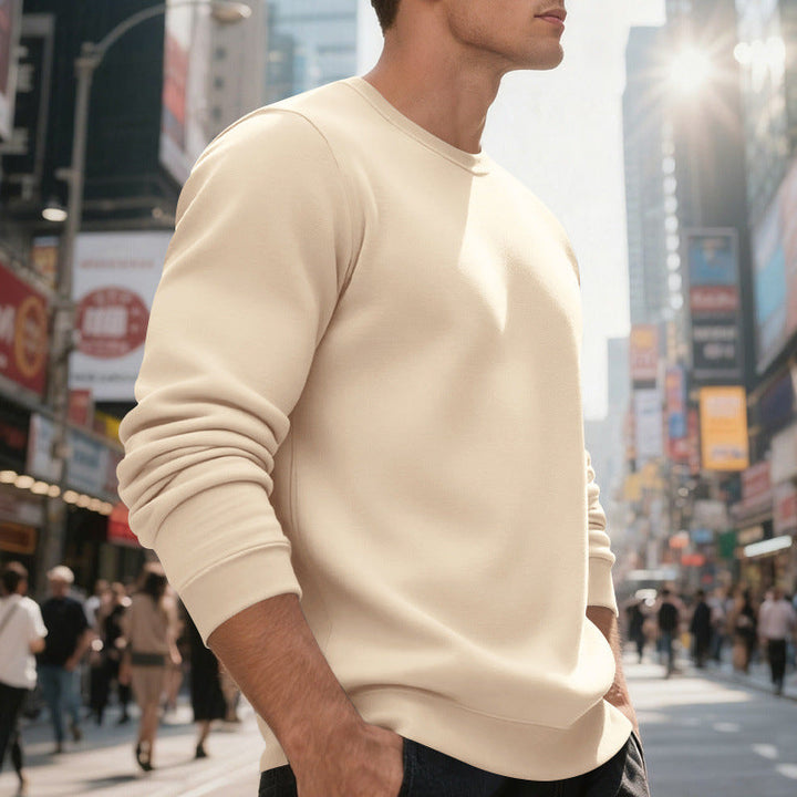 Herren lässiger Rundhals-Sweatshirt aus hochwertigem Baumwollmix mit strukturiertem Material Drune