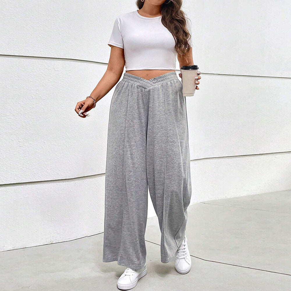 Damen weit geschnittene Freizeithose mit elastischem Bund und Cross-Over-Design Drune