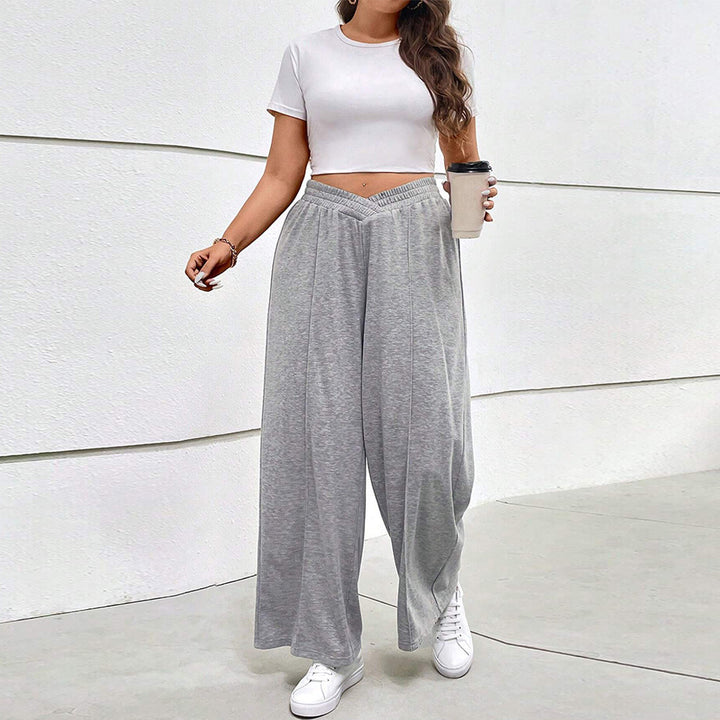 Damen weit geschnittene Freizeithose mit elastischem Bund und Cross-Over-Design Drune