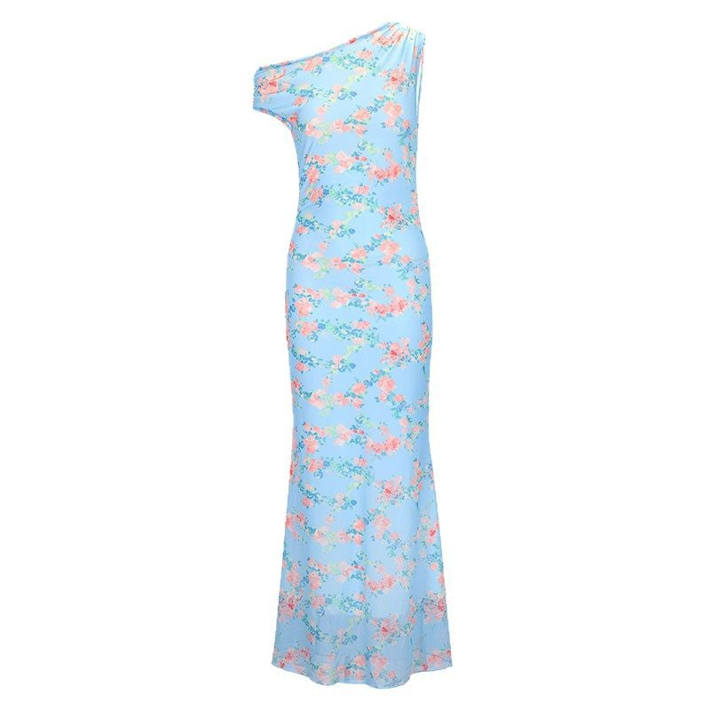 Damen Maxikleid mit asymmetrischem Schnitt und floralem Muster Drune