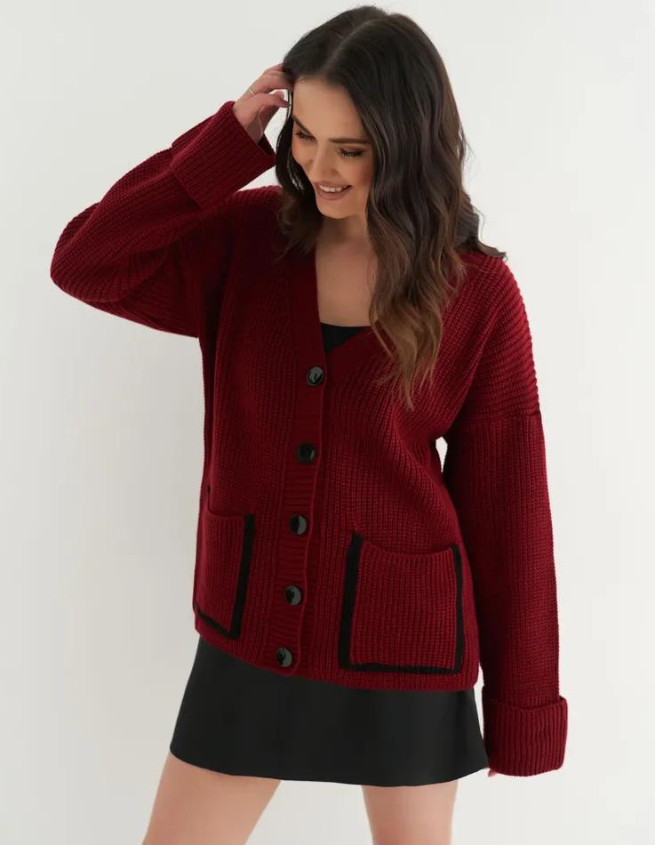 Damen Grobstrick-Cardigan mit praktischen Taschen und modernen Knöpfen Drune