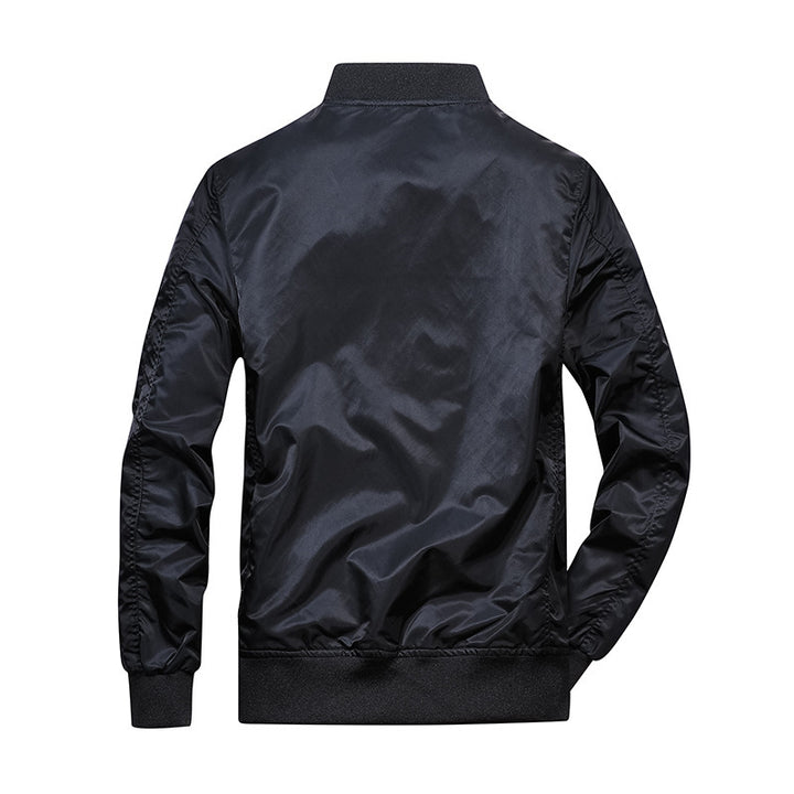 Herren Leichte Bomberjacke im Aviator‑Stil mit kontrastierendem Innenfutter und Ärmeltasche Drune