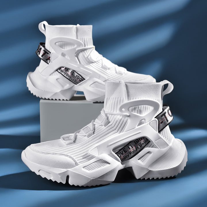 Herren Futuristische High-Top Strick-Sneaker mit Exoskelett-Fersenstütze Drune