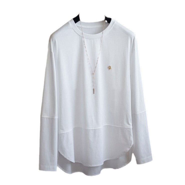 Damen Oversize-Langarmshirt im Lagenlook mit abgerundetem Hoch-Tief-Saum Drune