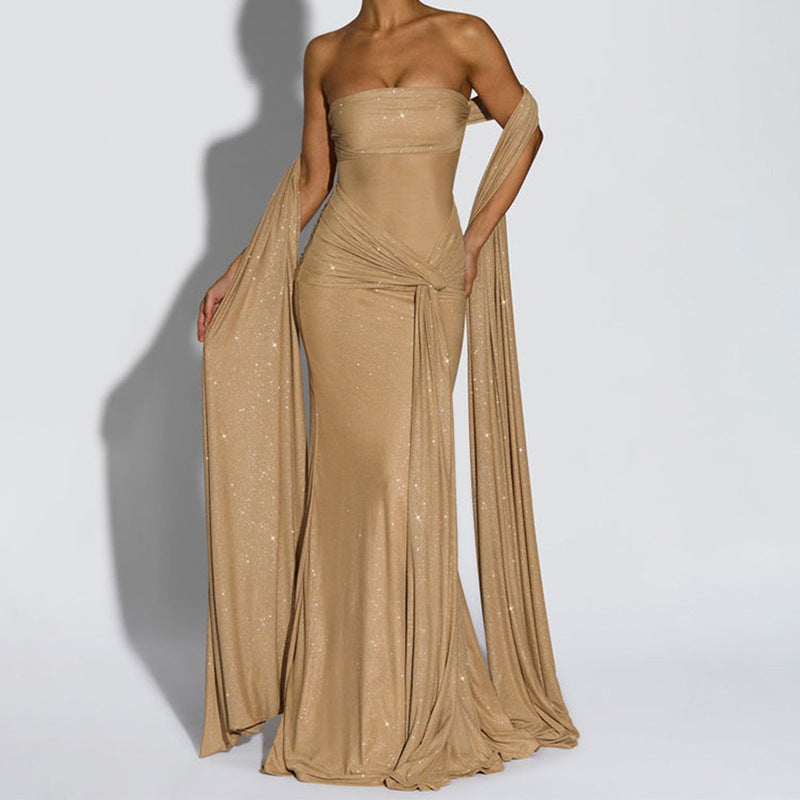 Damen Glamouröses Abendkleid mit Drapierungen Drune