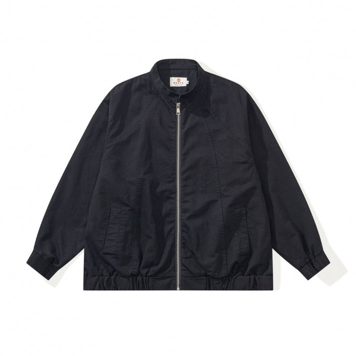 Unisex Boxige leichte Bomberjacke aus Baumwollmix mit Stehkragen, Reißverschluss und Kordelzugsaum Drune