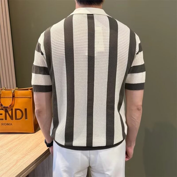 Herren Modisches Kurzärmliges Strickpoloshirt Drune