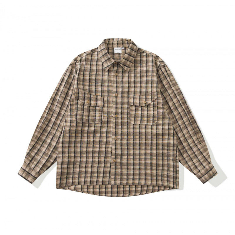 Unisex Kastenförmiges Overshirt aus Baumwoll-Leinenmix mit aufgesetzten Brustklappen Drune