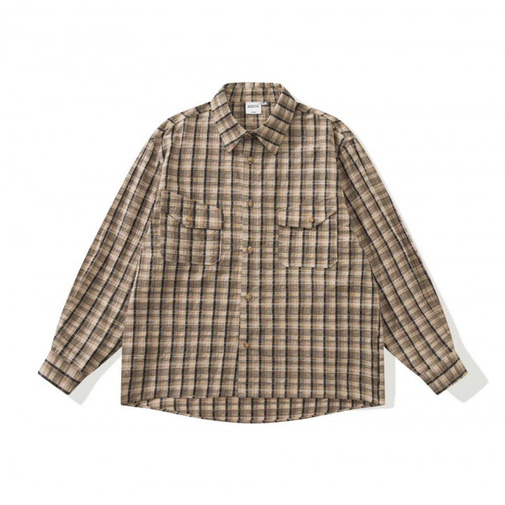 Unisex Kastenförmiges Overshirt aus Baumwoll-Leinenmix mit aufgesetzten Brustklappen Drune
