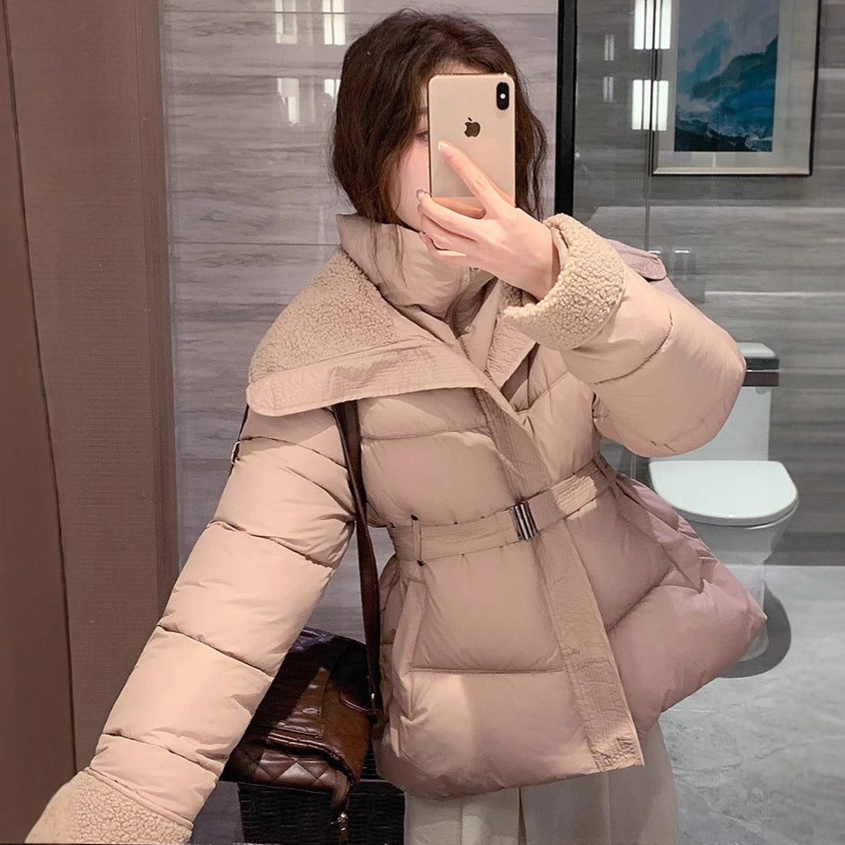 Damen Stylische und warme Pufferjacke mit hohem Kragen und praktischen Taschen Drune
