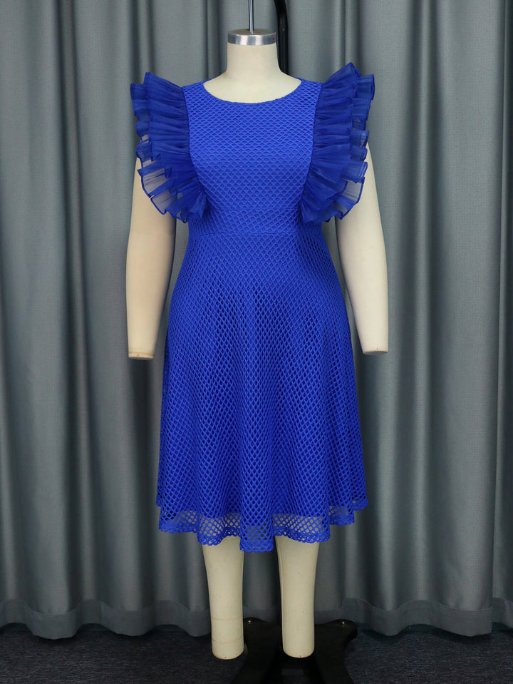 Damen Trendiges Kleid mit Rüschenschulter Drune
