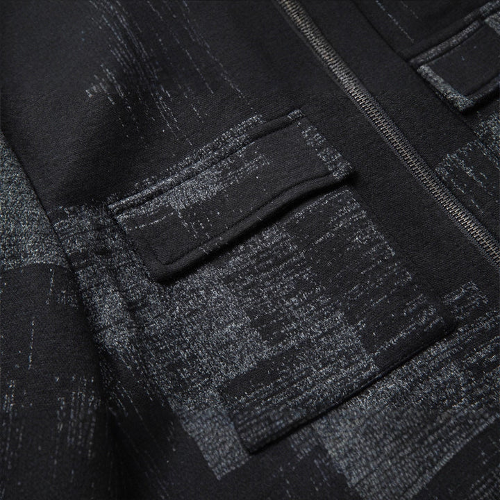 Herren Strukturierte Zip-Hemdjacke aus Wollmix mit Pattenbrusttaschen Drune